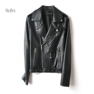 Veste femme en cuir, look rétro inspiré moto