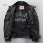 Veste en cuir rétro, style moto, homme
