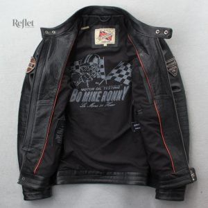 Veste en cuir rétro, style moto, homme