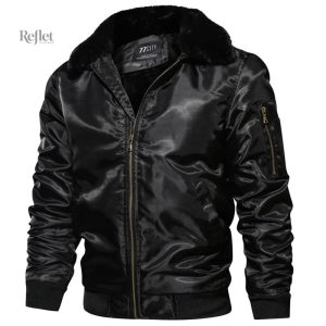 Veste Cuir Noir Homme