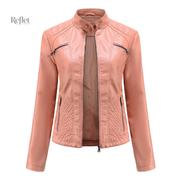Veste femme en cuir au style chic rétro