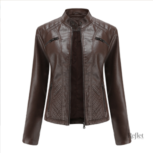 Veste femme classique en cuir au look ancien