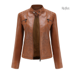 Veste femme en cuir avec finitions rétro