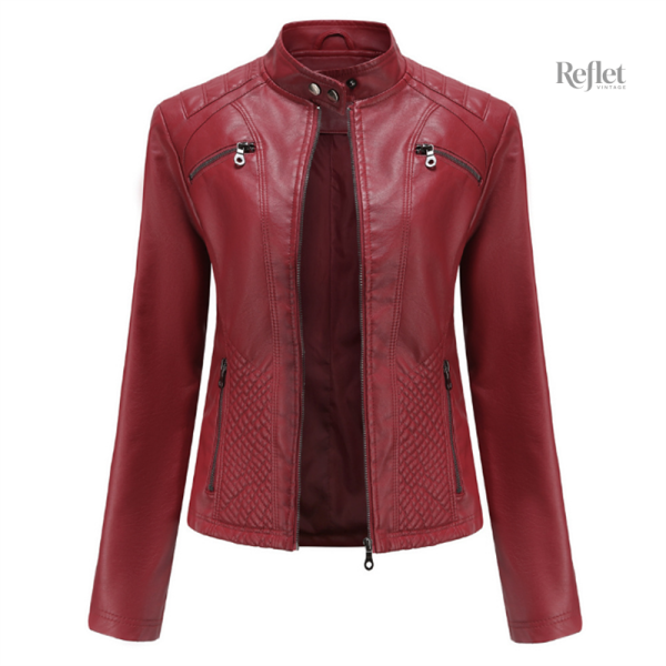 Veste vintage femme avec détails en cuir