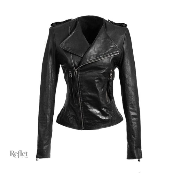 Veste en cuir vintage pour femme