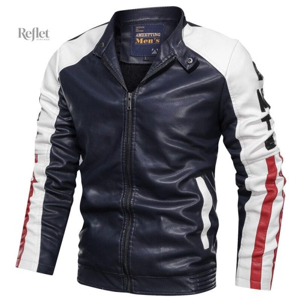 Veste en cuir vintage avec finitions soignées