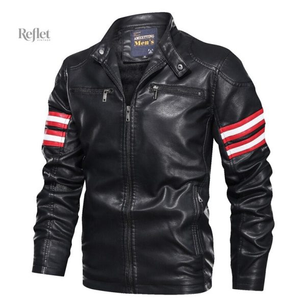 Veste homme en cuir marron au style rétro