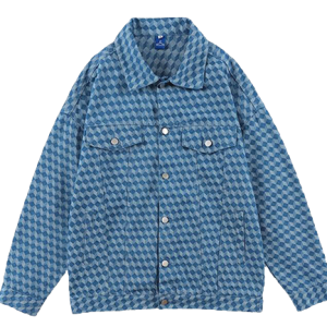 Veste en Jean Vintage à Carreau pour femme