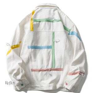 Veste vintage femme brodée en denim blanc