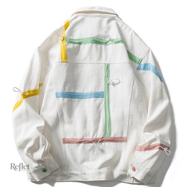 Veste vintage femme brodée en denim blanc