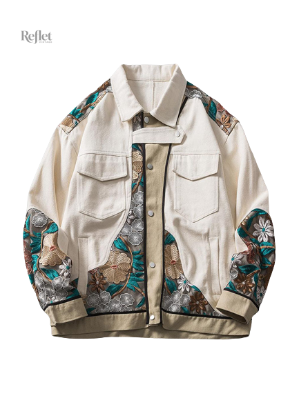 veste-en-jean-brodee-fleurs-1 Veste en jean brodée avec motifs floraux pour femme
