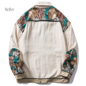 Veste vintage avec broderies de fleurs colorées