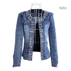 Veste en jean femme vintage au style décontracté