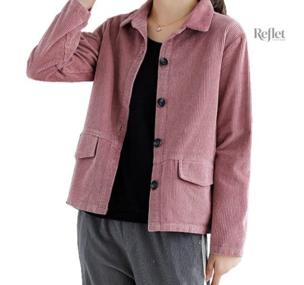 veste-femme-avec-col-vintage-1 Veste femme vintage avec col classique élégant
