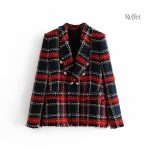 Veste femme style rétro à motif à carreaux