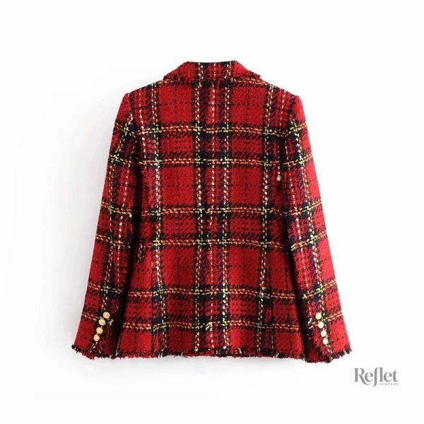 Veste à carreaux pour femme vintage élégante