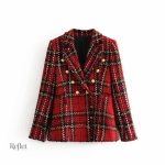 Veste vintage femme avec design à carreaux unique