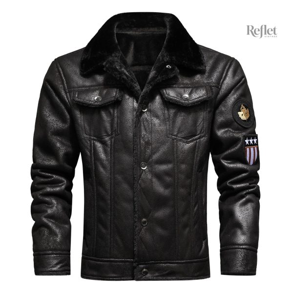 Veste en cuir pour homme style vintage