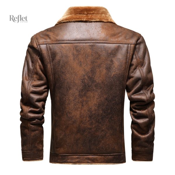 Veste en cuir brun pour homme classique