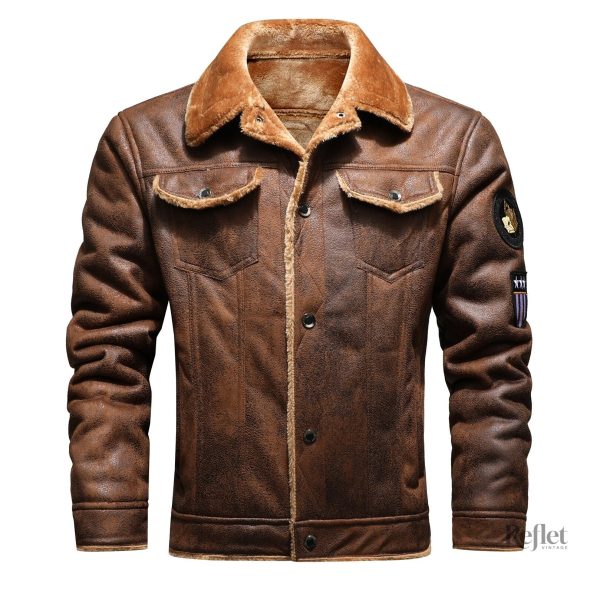 Veste vintage en cuir souple pour homme