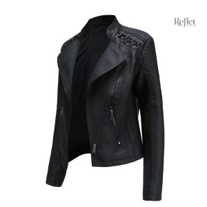 Veste Simili Cuir Vintage Femme