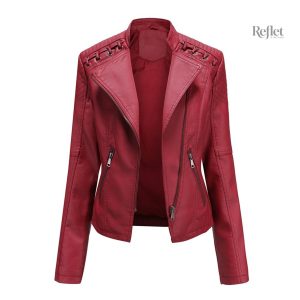 Veste femme vintage en simili cuir élégante