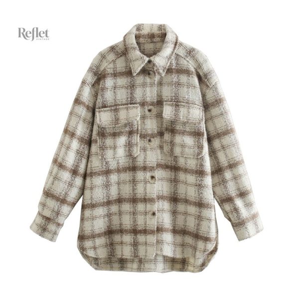 Veste à carreaux femme avec coupe vintage