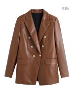 Veste en cuir vintage pour femme, style classique et élégant