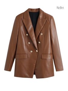 Veste en cuir vintage pour femme, style classique et élégant
