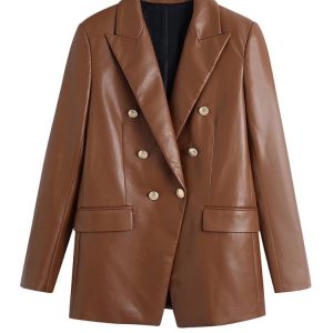 Veste en cuir vintage pour femme, style classique et élégant