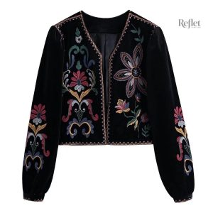 Veste vintage femme à motif fleuri