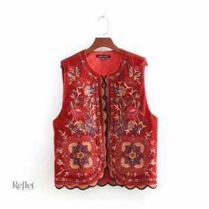 Veste vintage femme rouge élégante et stylée