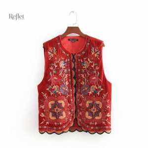 Veste rouge femme au design rétro et unique