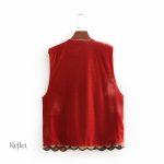 Veste vintage pour femme, couleur rouge éclatante