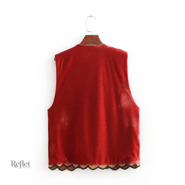 Veste vintage pour femme, couleur rouge éclatante