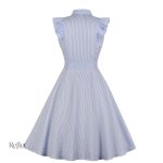 Robe rétro année 30, couleur bleue, élégance classique